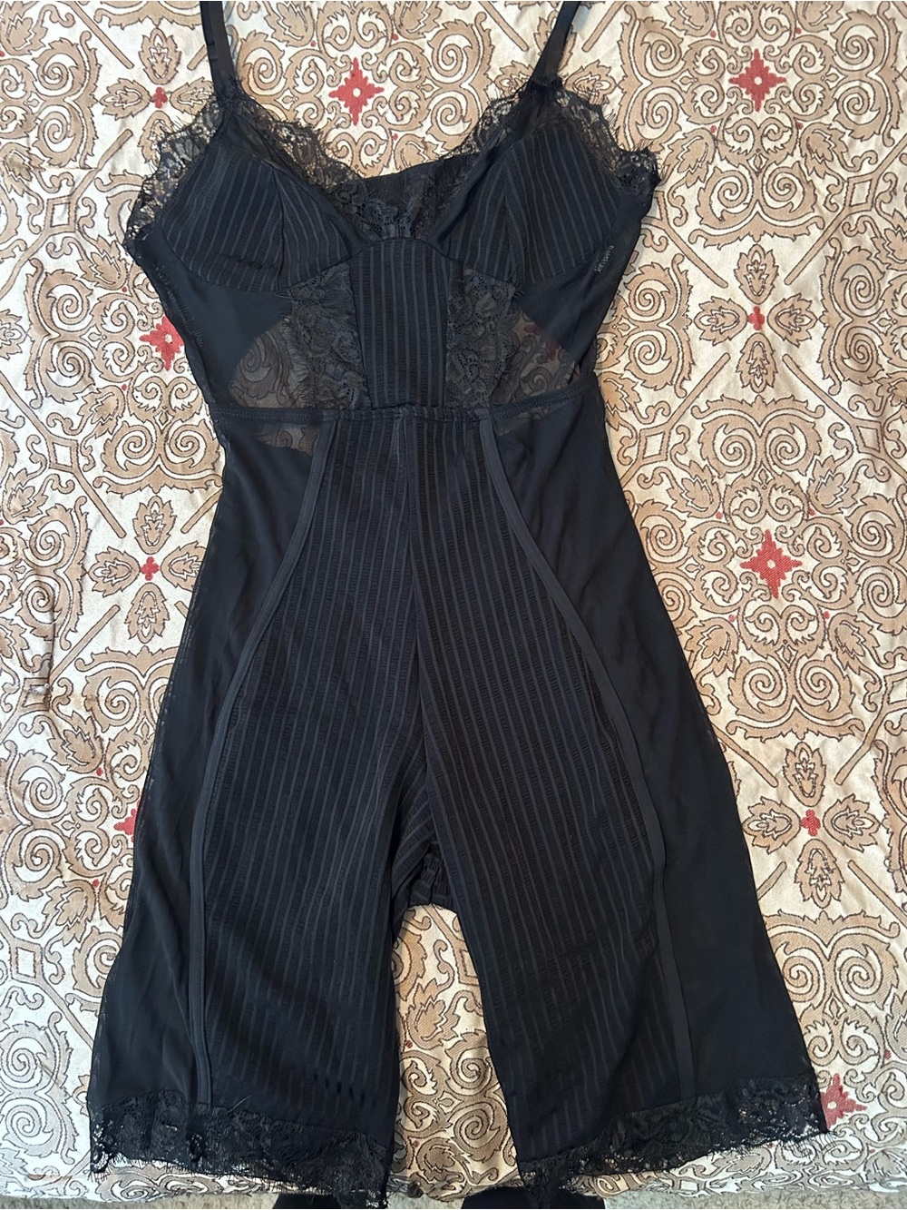 Women black romper with mesh sides large